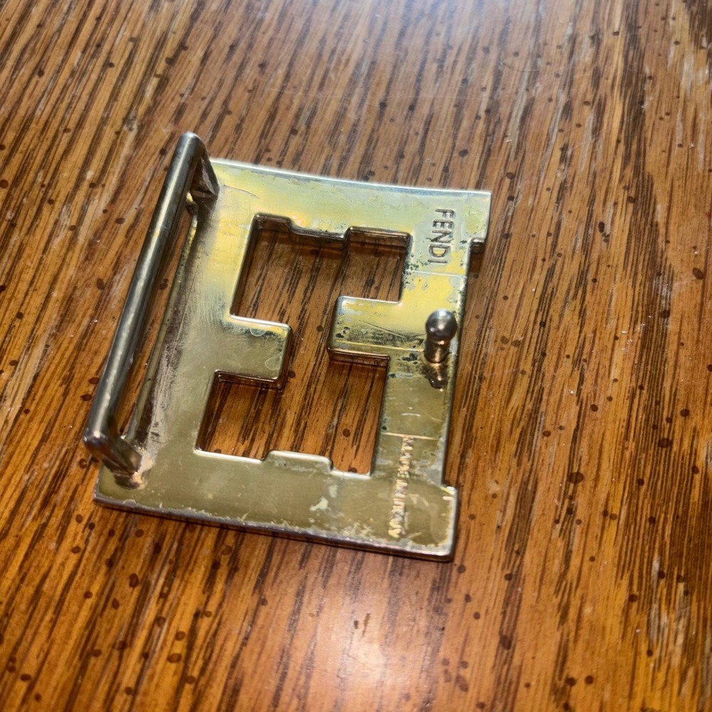 Fendi FF Zucca Logo Belt Buckle ONLY Silver Black Made in Italy - Picture 2 of 10